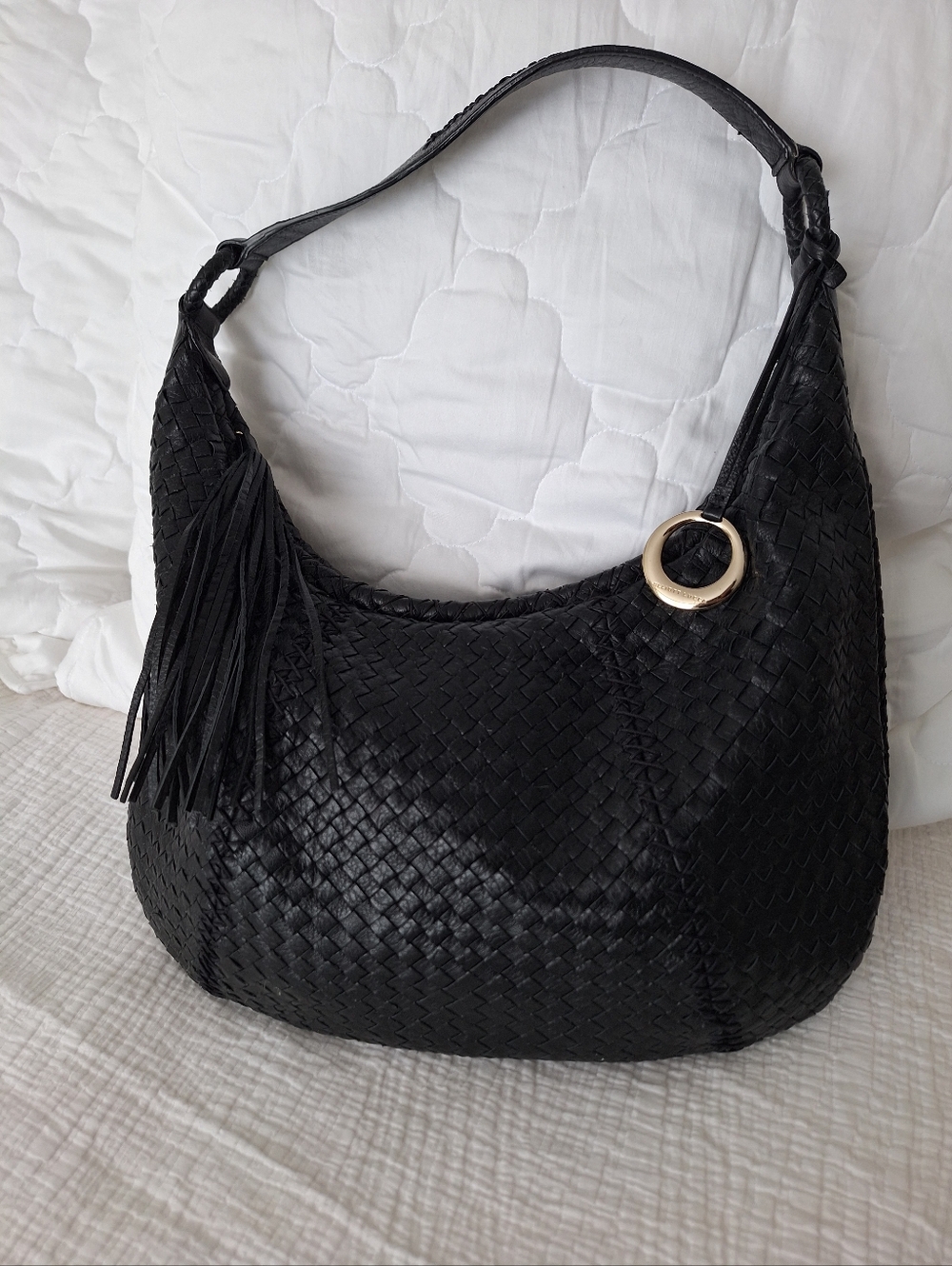 Elliott Lucca Black Woven Leather Bag